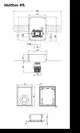 Technische Zeichnung einer Multibox mit verschiedenen Ansichten und Maßen, hergestellt von IMI Hydronic Engineering. Das Produkt bietet Platz für Anschlussadapter und andere Elemente.